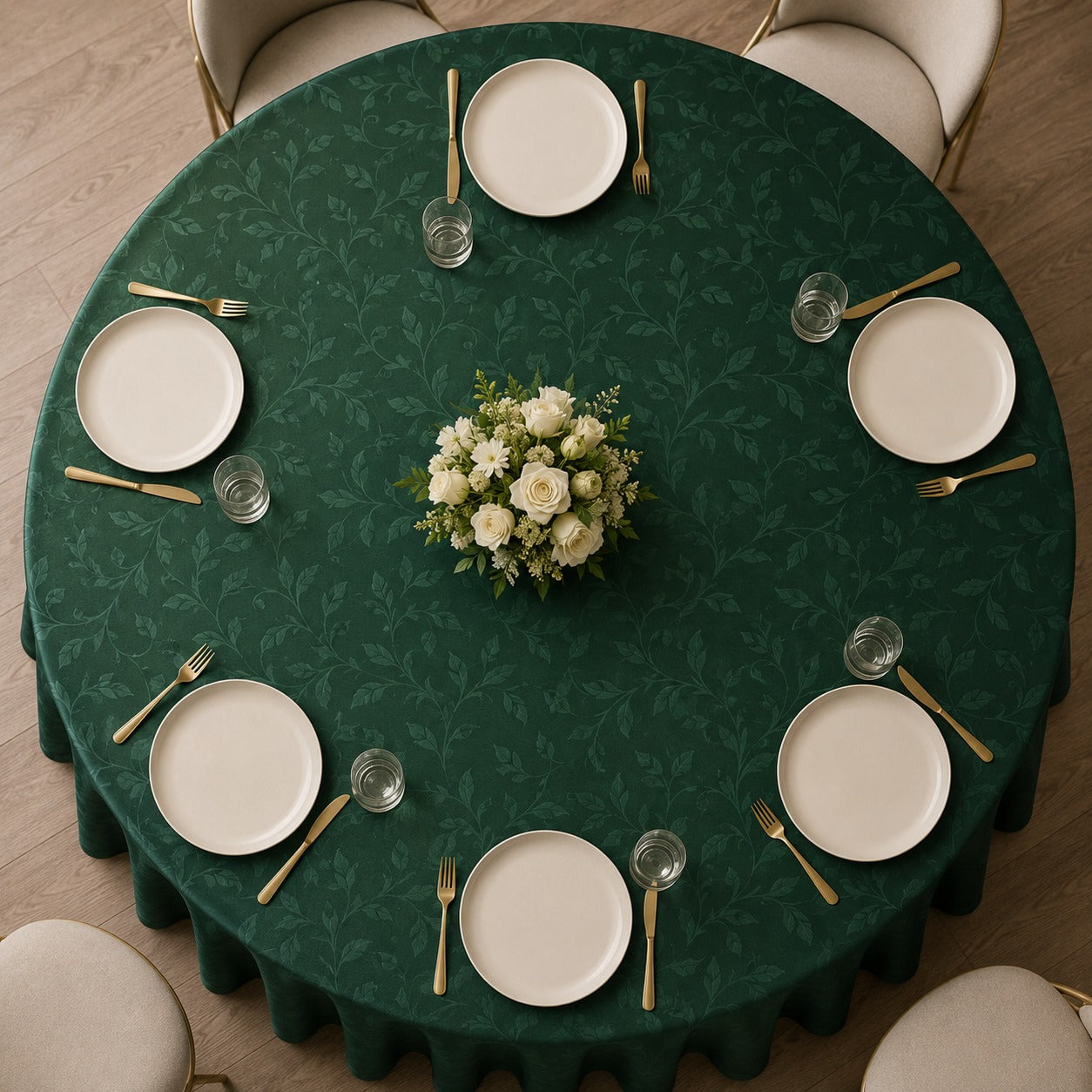 Royal Plum Jacquard Round Table Linen