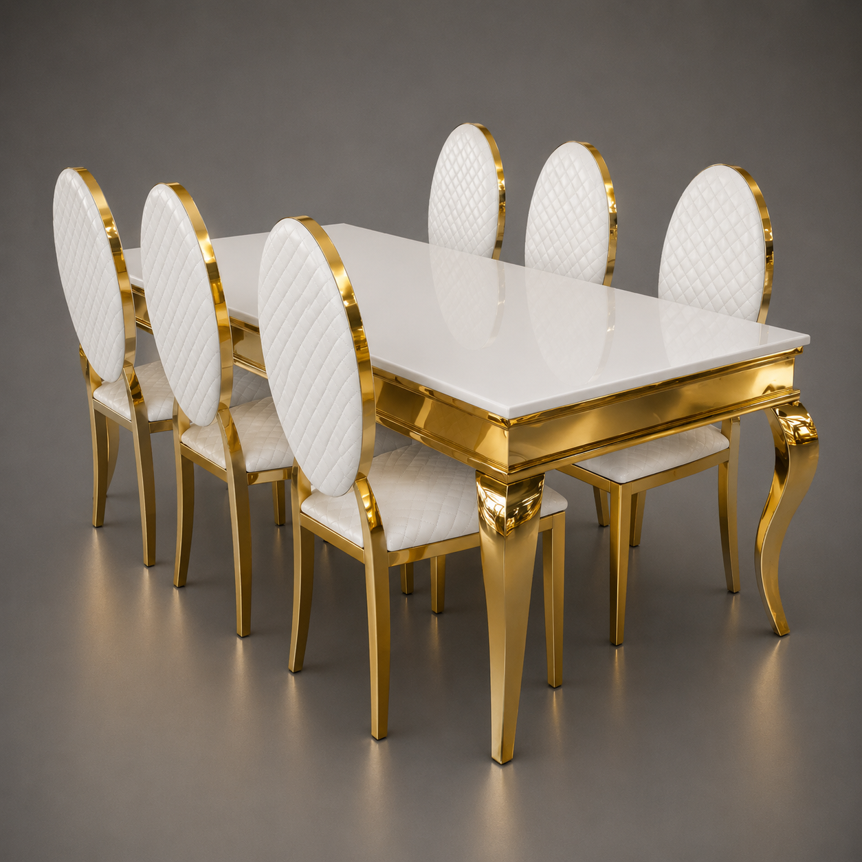 Quilted Oval-Back Luxury Dining Set