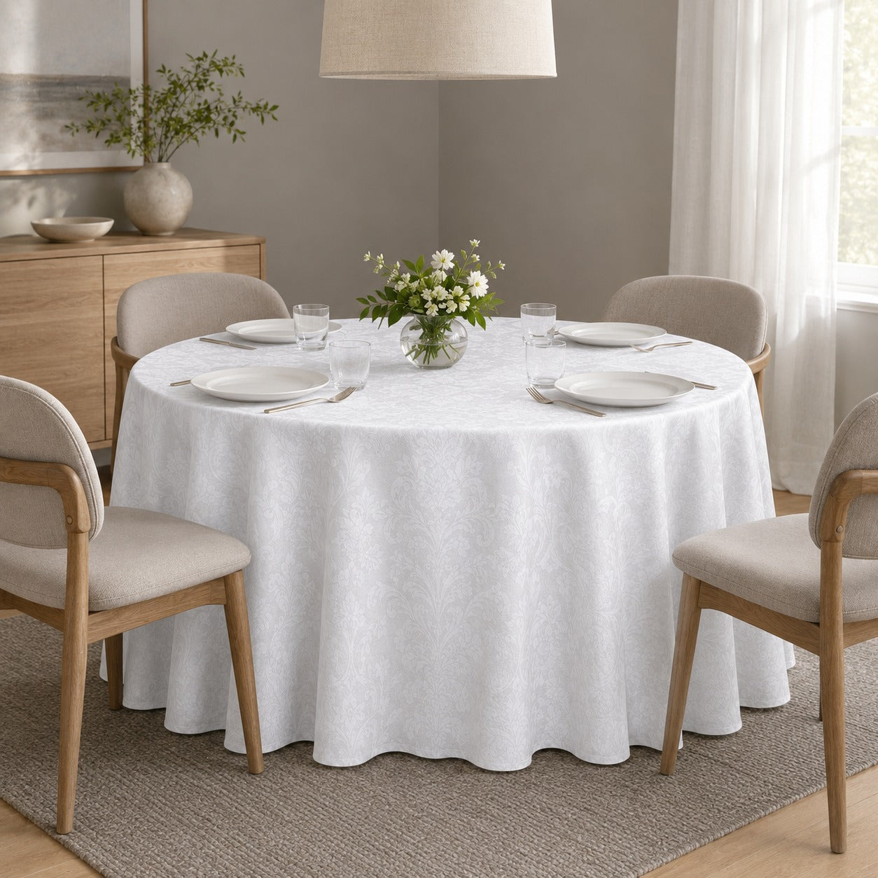Classic White Damask Table Linen