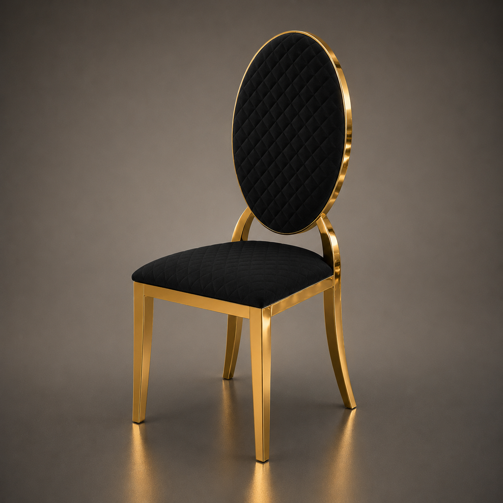 Black Marble & Gold Cabriole Dining Set