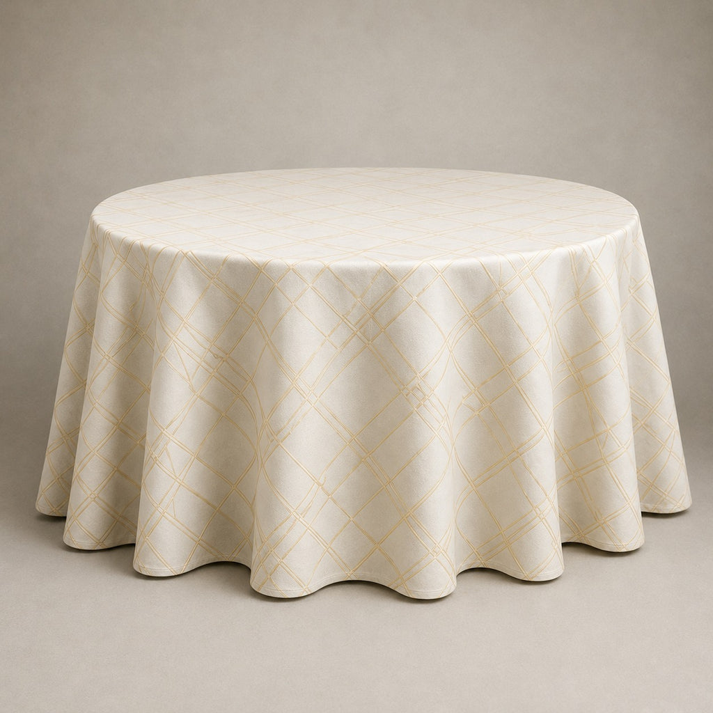 Ivory Diamond Pattern Round Table Linen