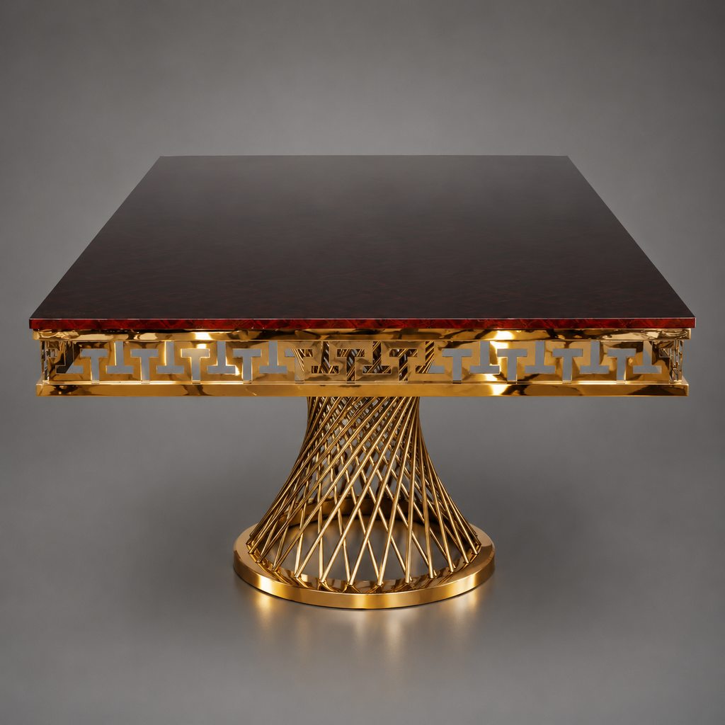 Greek Key Lattice Pedestal Dining Set