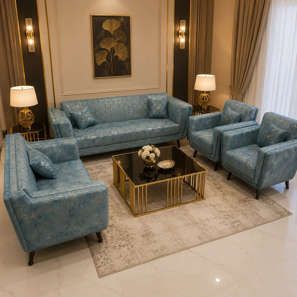 Skyline Blue Modern Sofa Set