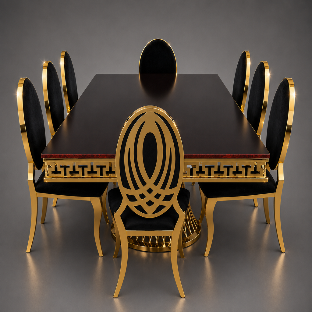 Greek Key Lattice Pedestal Dining Set