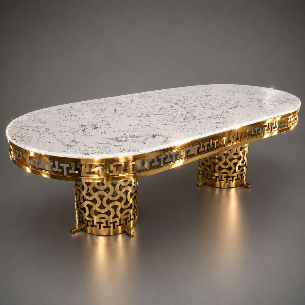 Greek Key Oval Filigree Dining Set