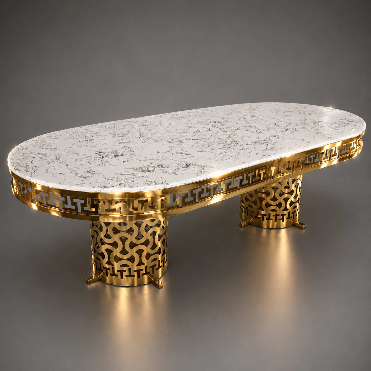 Greek Key Oval Filigree Dining Set
