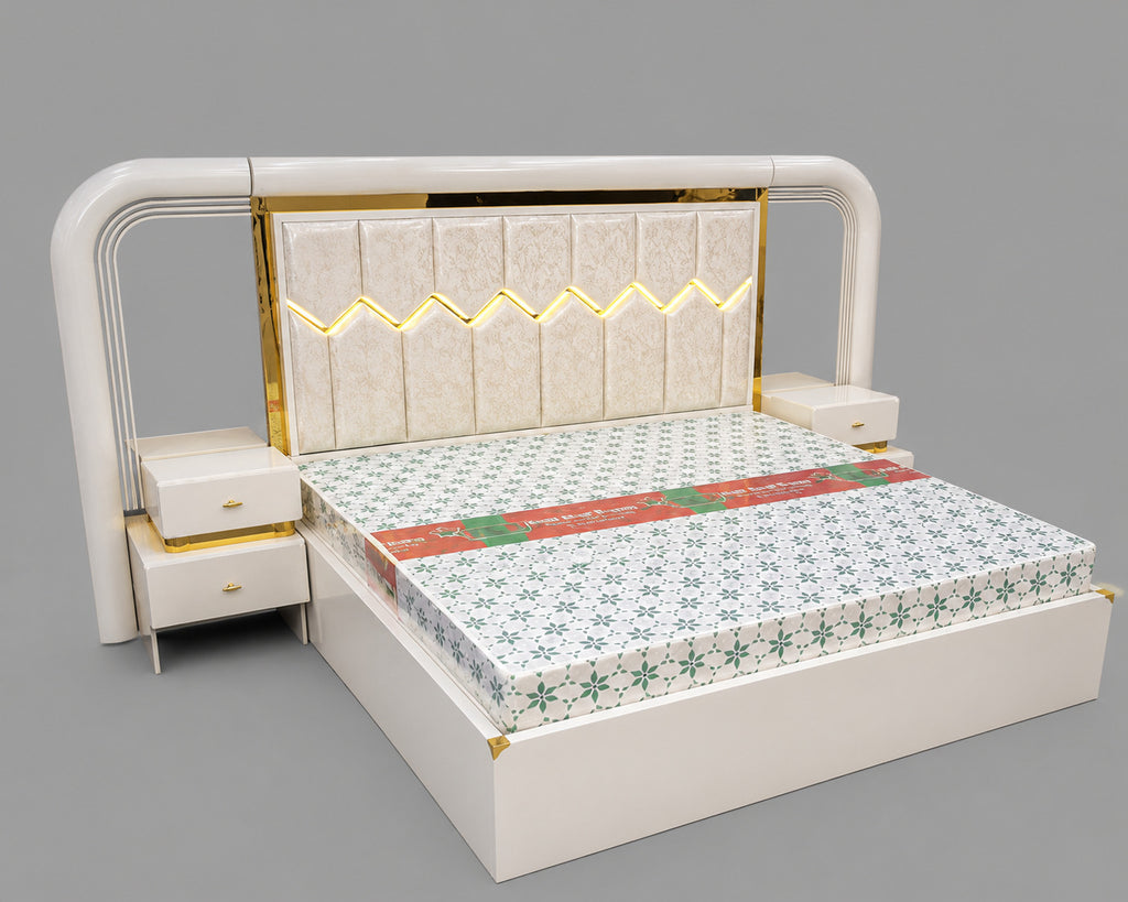 Aurora White Gold Bedroom Set