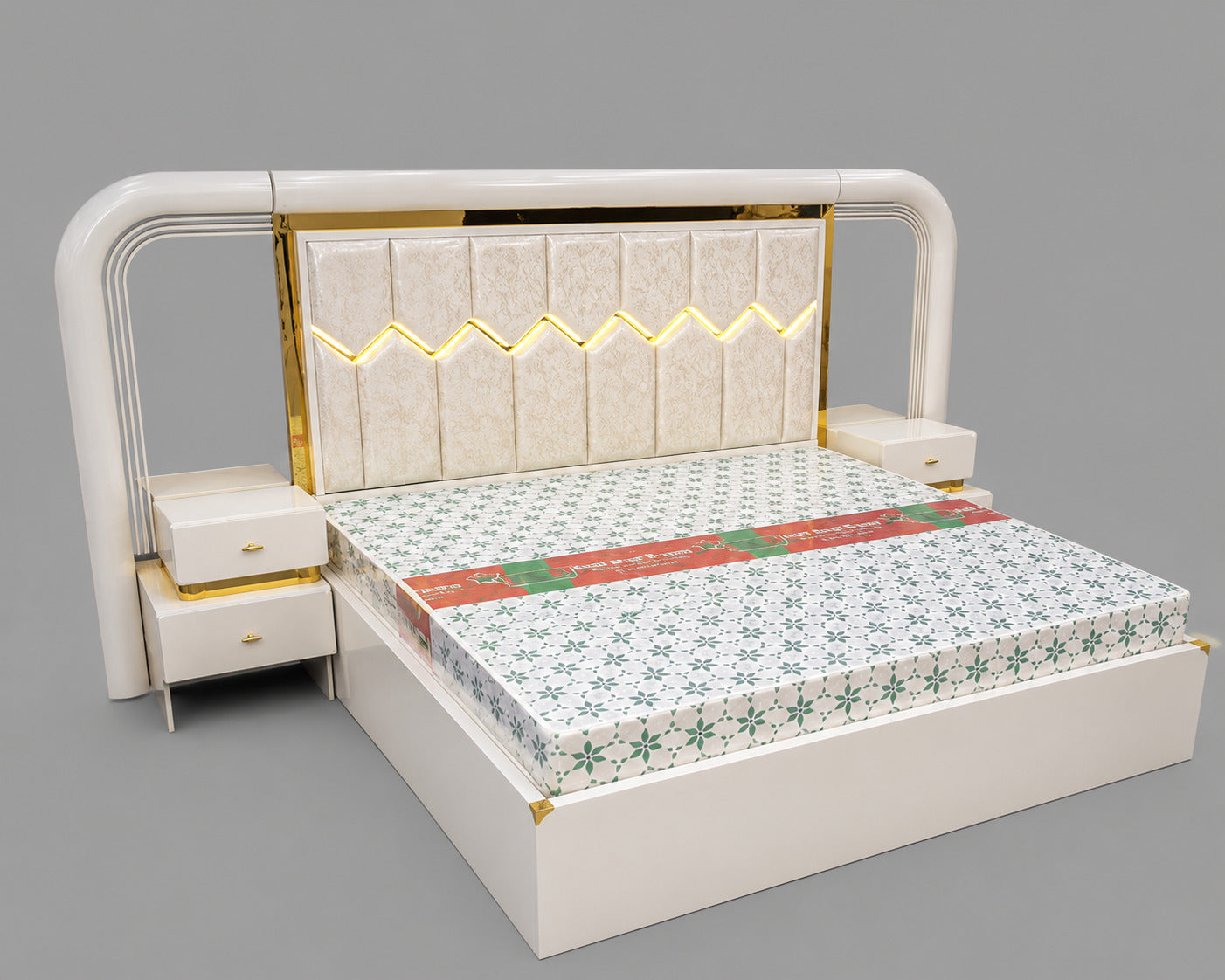 Aurora White Gold Bedroom Set