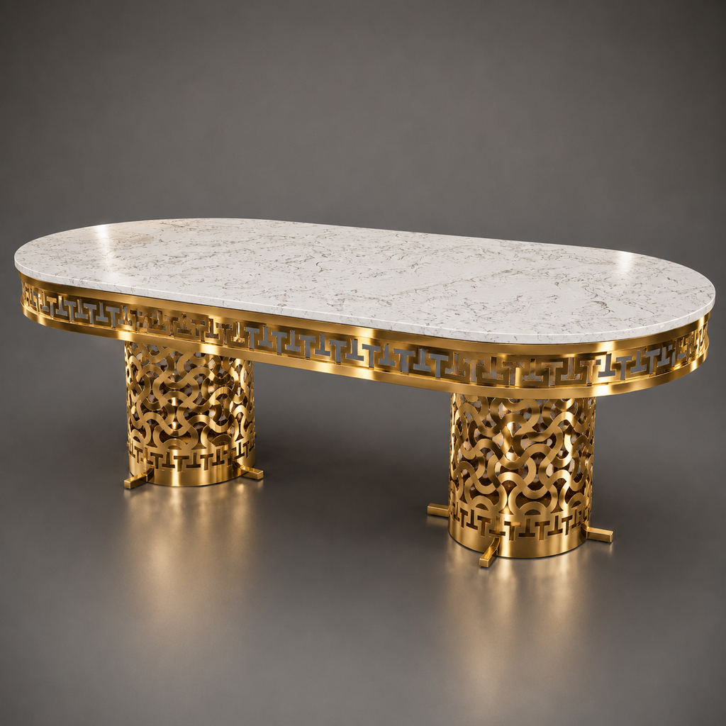 Greek Key Oval Filigree Dining Set