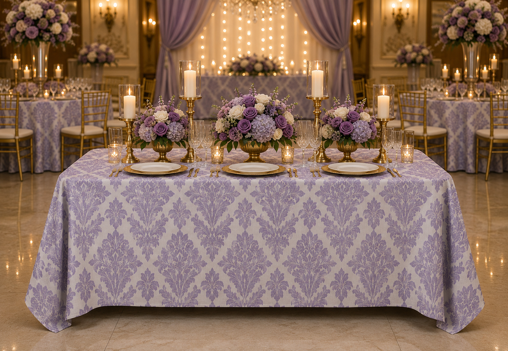 Lavender Damask Banquet Linen