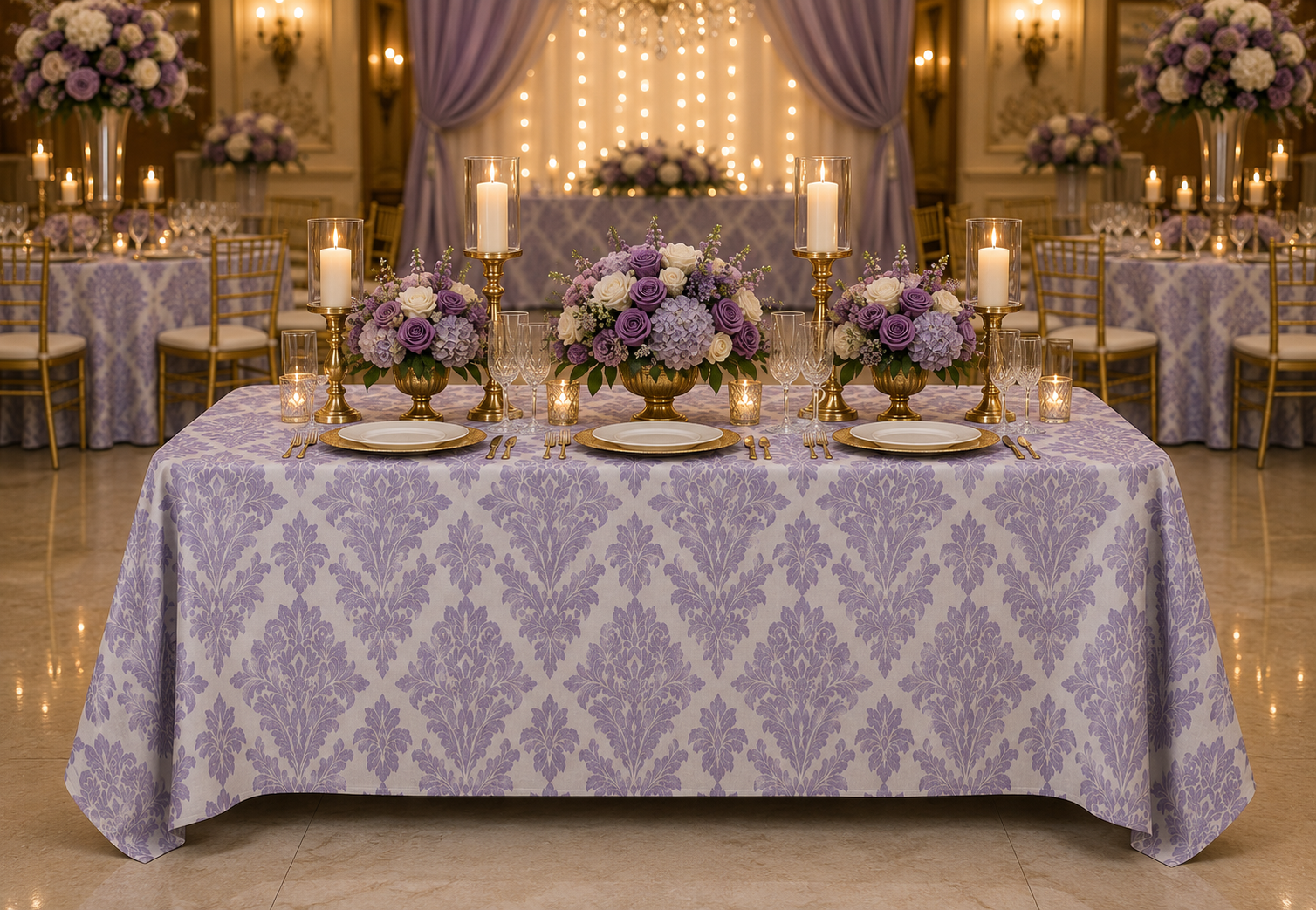 Lavender Damask Banquet Linen