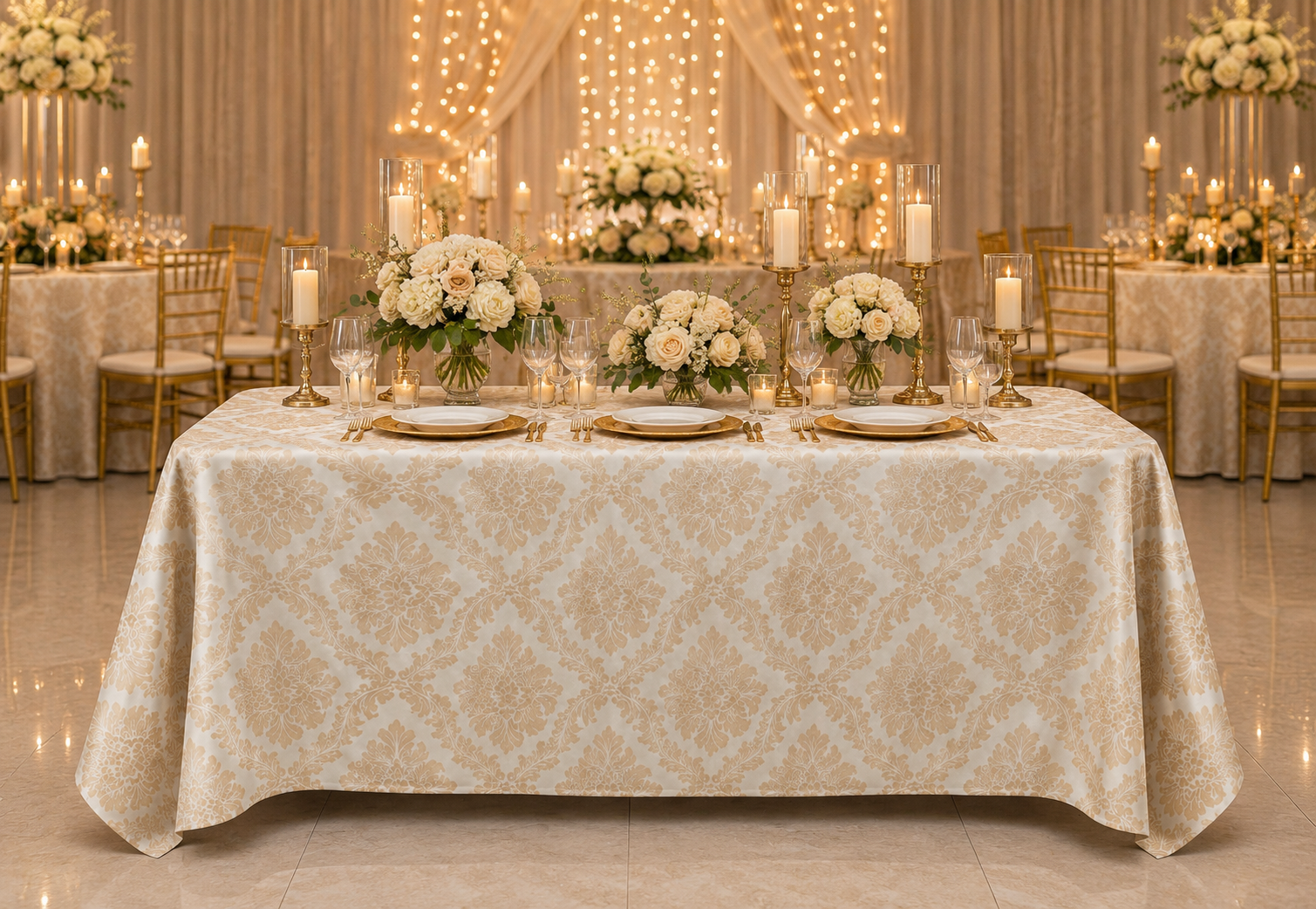 Champagne Classic Damask Table Linen