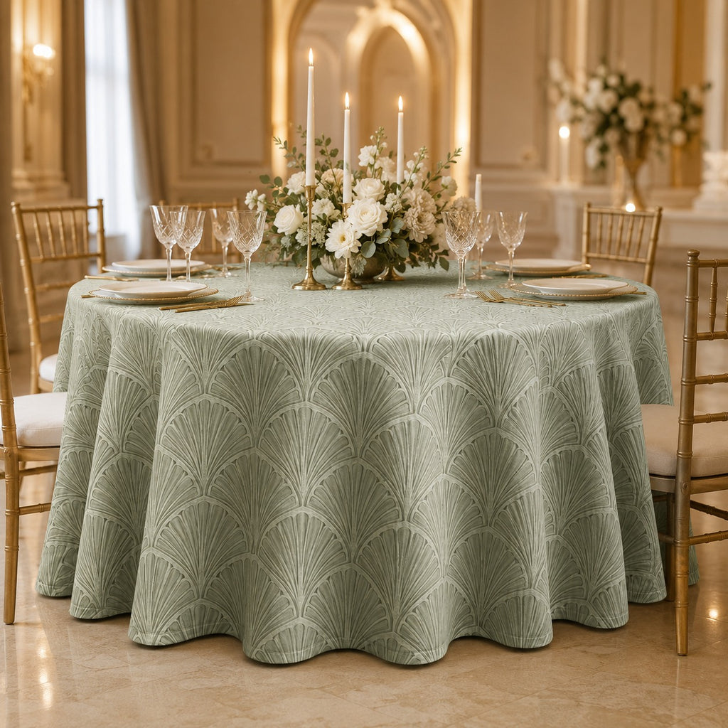 Sage Art Deco Round Table Linen