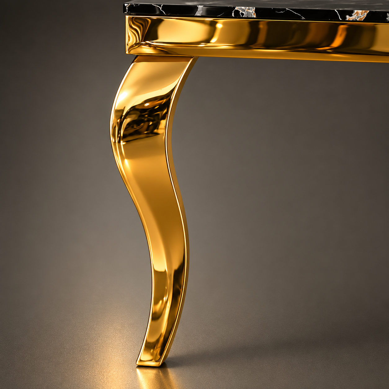 Black Marble & Gold Cabriole Dining Set