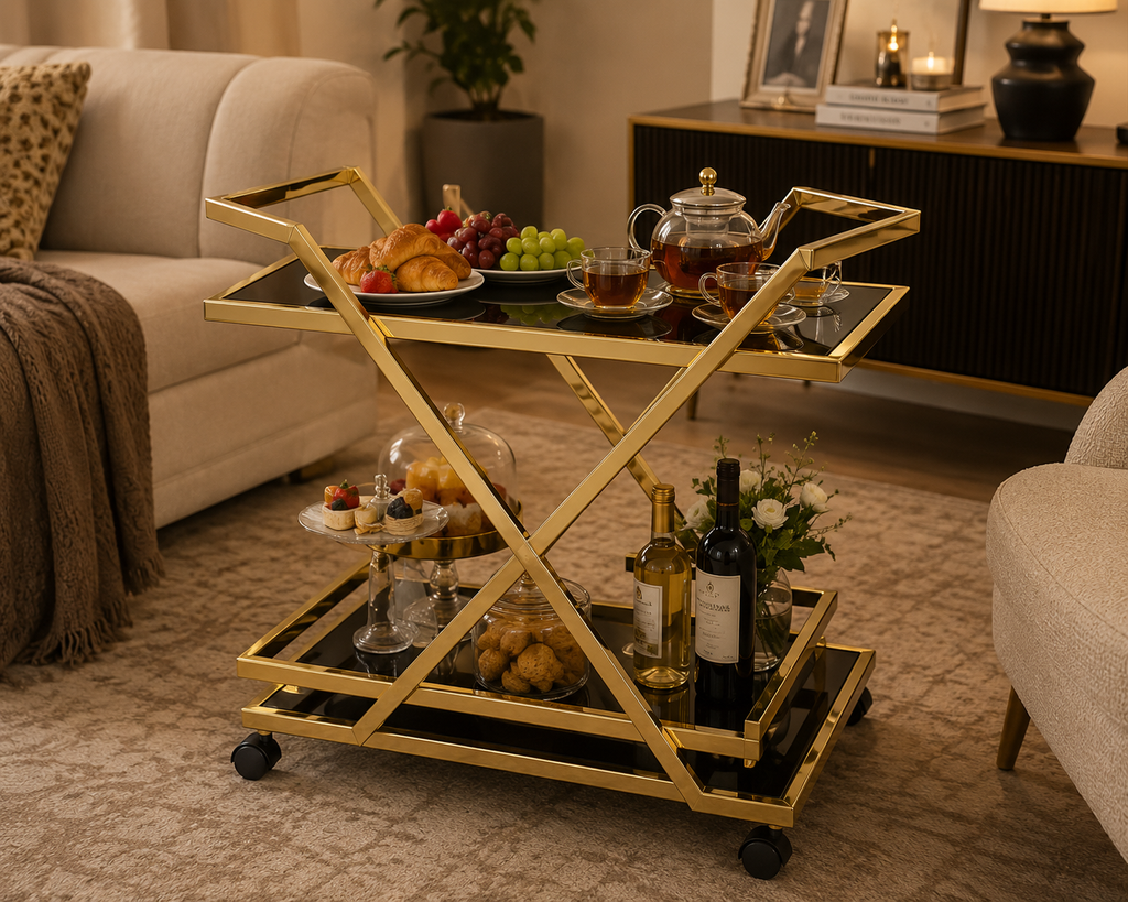 Double X-Frame Tea Trolley