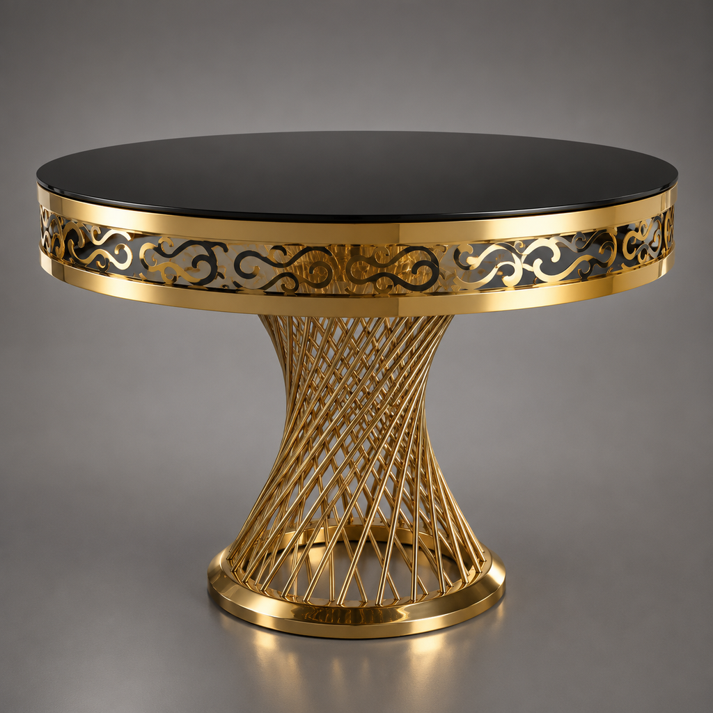 Glam Crown-Back Round Dining Set
