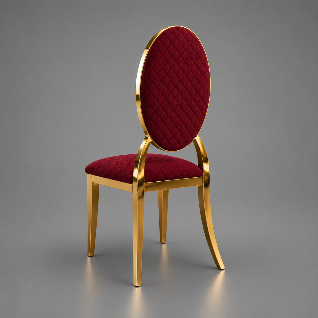 Luxury Red Velvet & Gold Dining Set