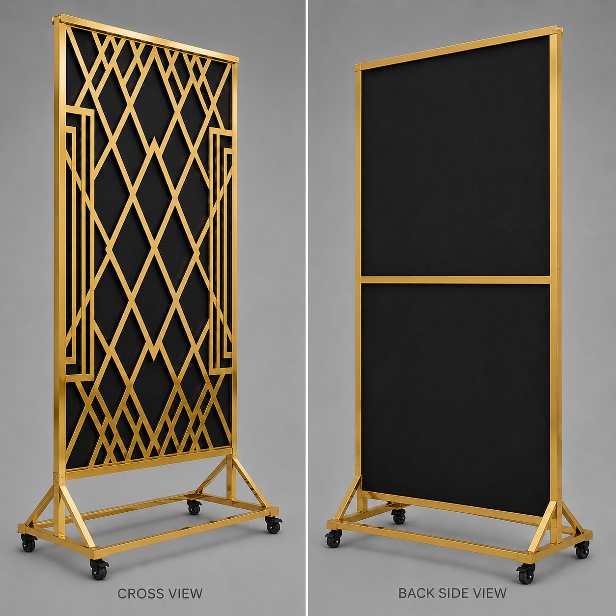 Premium Gold Banquet Divider Separator Panel with Black Fabric Backdrop