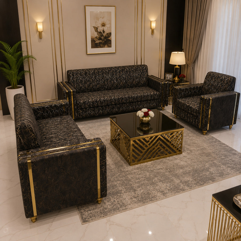 Imperial Noir Gold Sofa Set