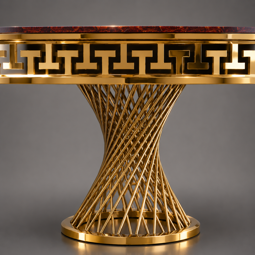 Greek Key Lattice Pedestal Dining Set