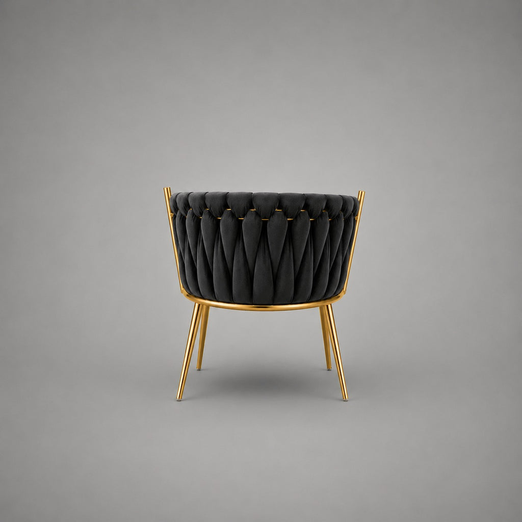Luxe Barrel Dining Chair – Velvet & Gold Stainless Steel