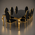 Black Marble & Gold Cabriole Dining Set