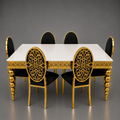 Luxury Gold & Black 6-Seater Dining Set
