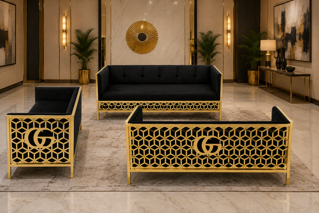 3D Isometric Cube Pattern Sofa