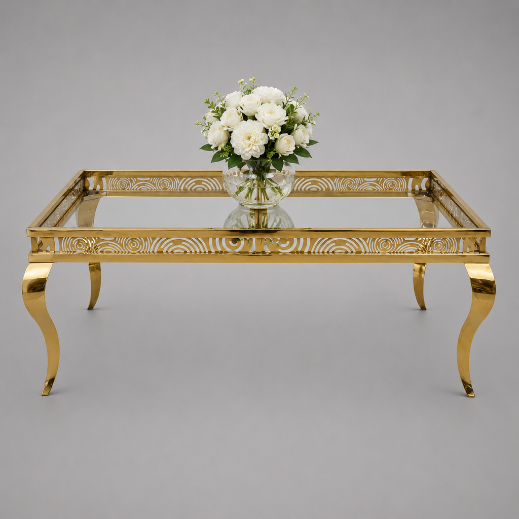 Luxury Gold Curved Rectangular Table