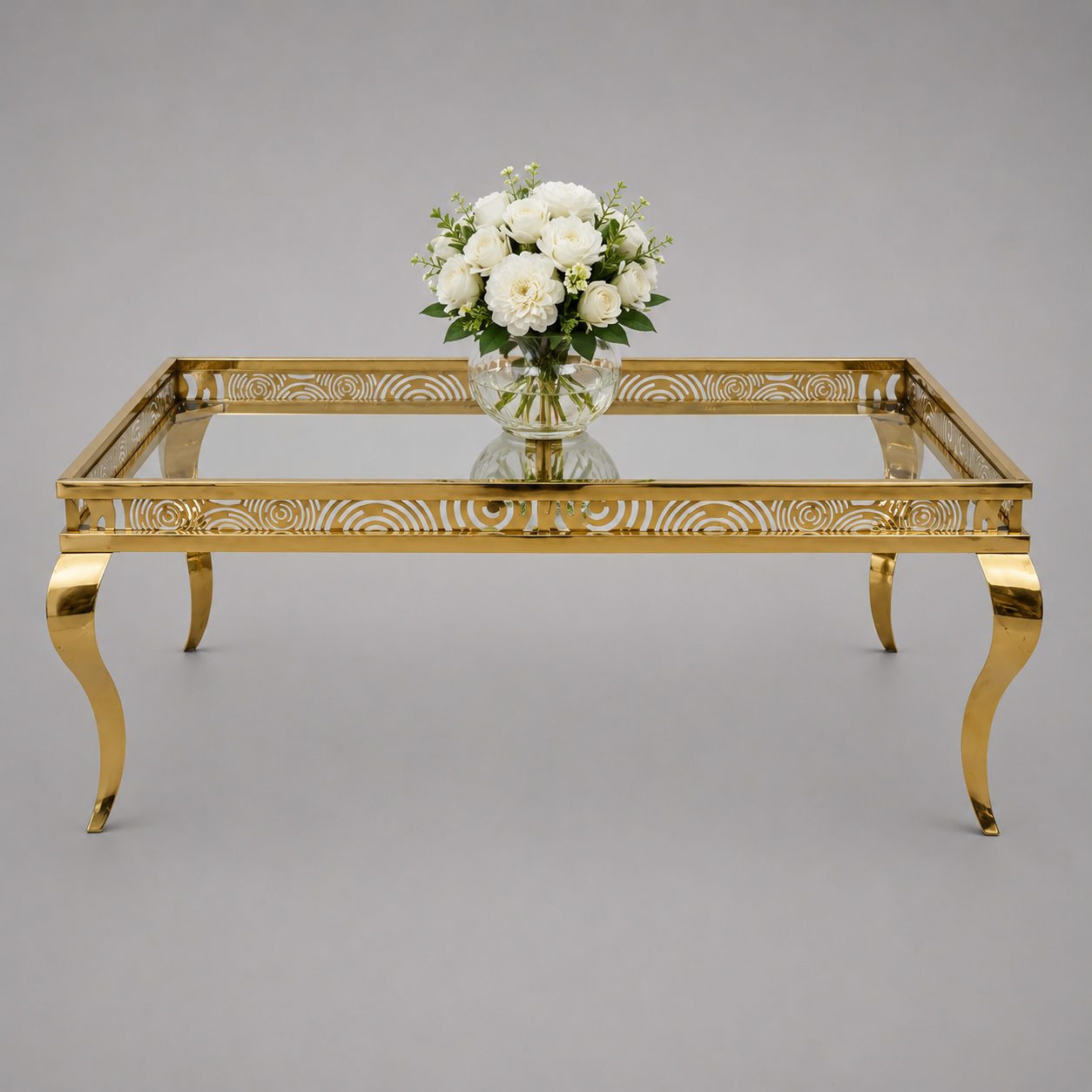 Luxury Gold Curved Rectangular Table