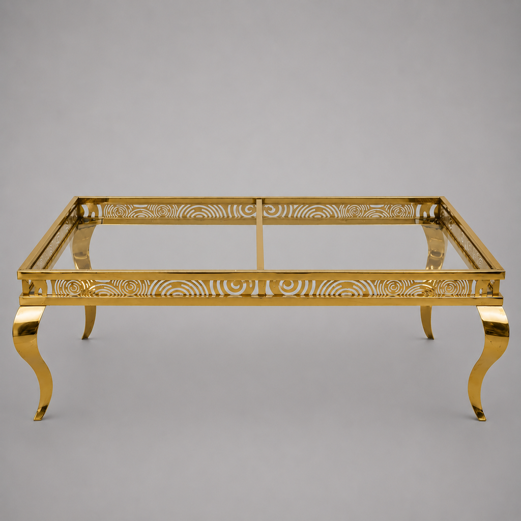 Luxury Gold Curved Rectangular Table