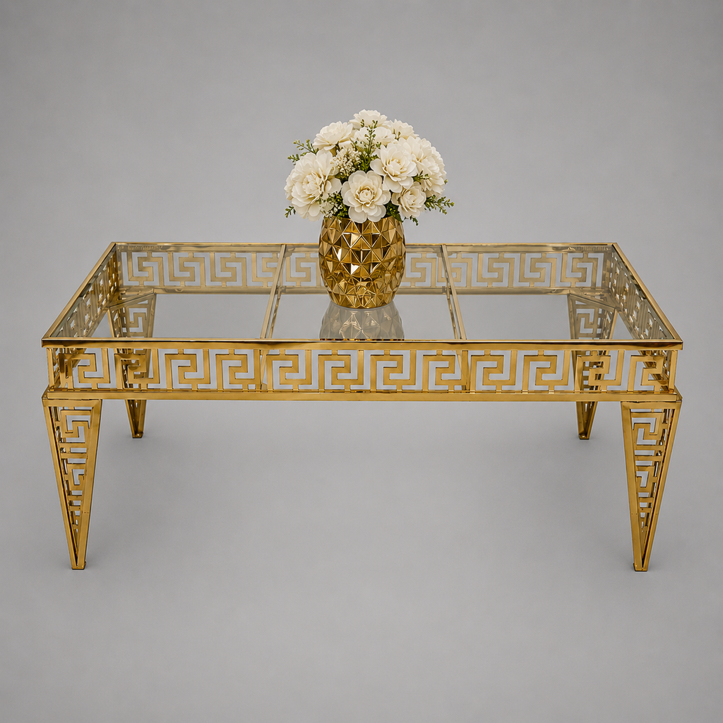 Luxury Gold Curved Rectangular Table