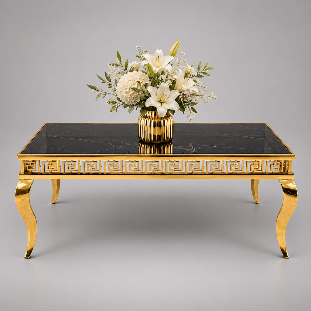 Luxury Gold Curved Rectangular Table