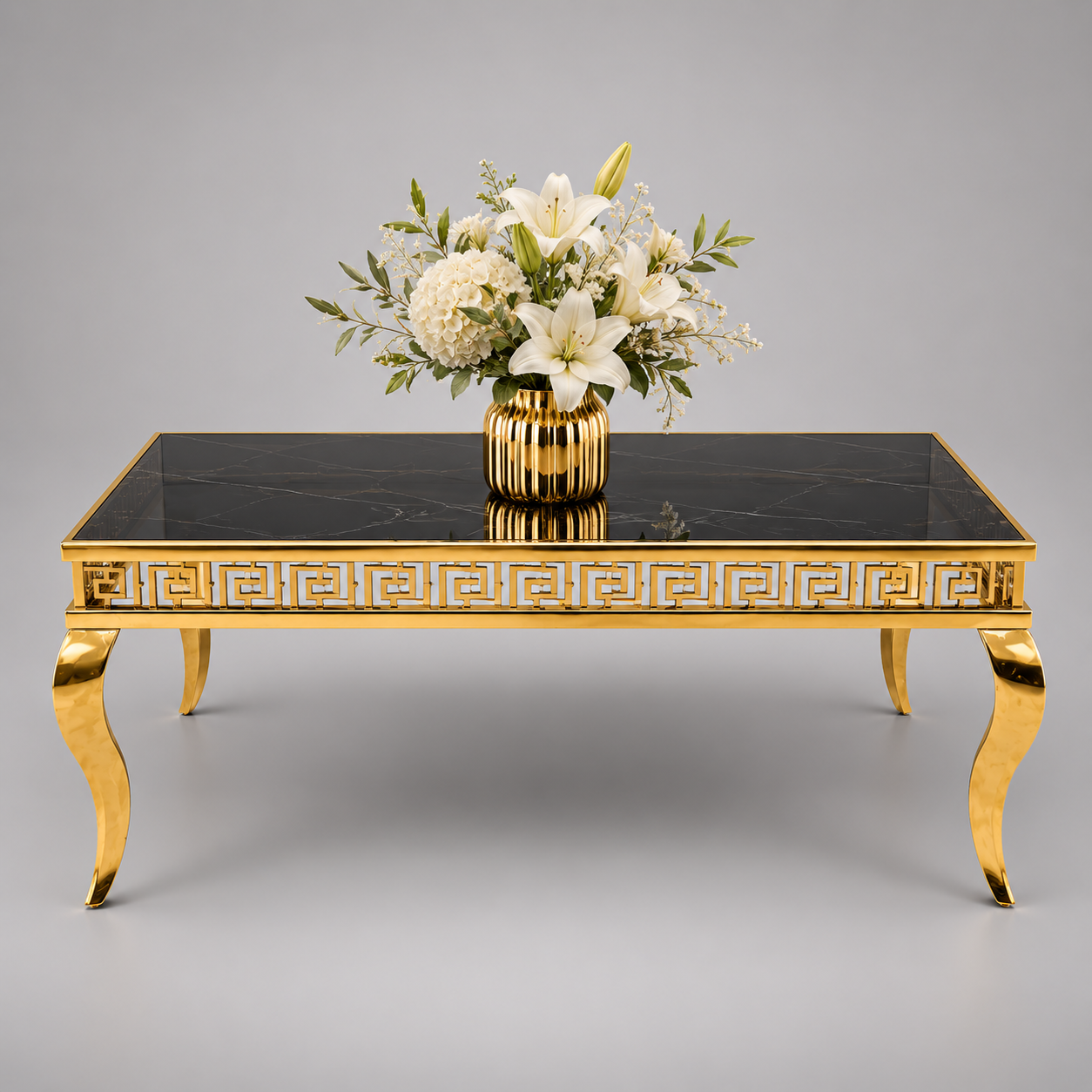 Luxury Gold Curved Rectangular Table