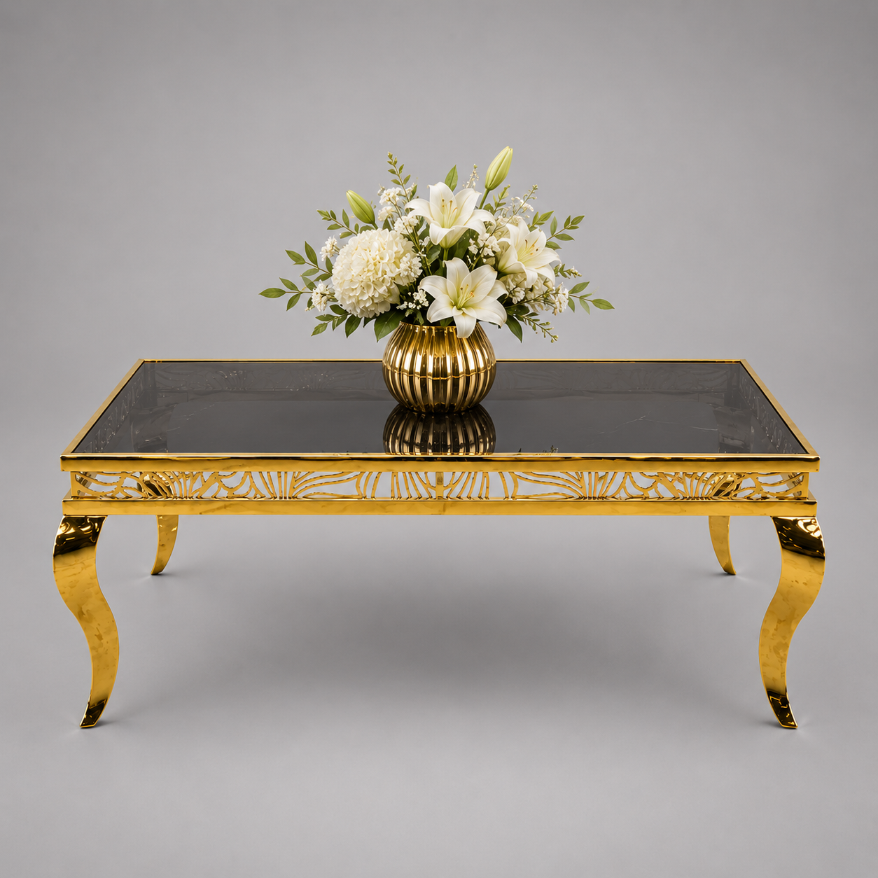 Luxury Gold Curved Rectangular Table