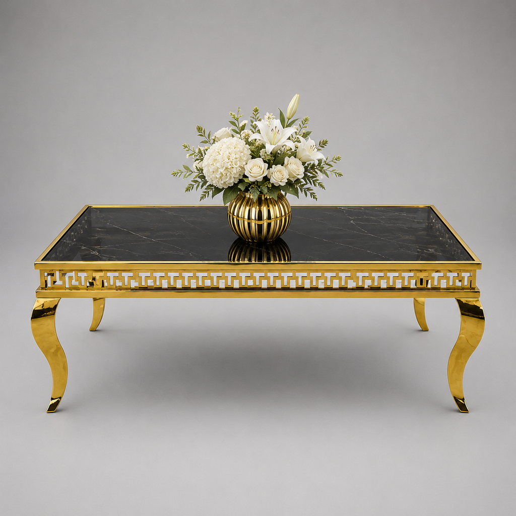 Luxury Gold Curved Rectangular Table