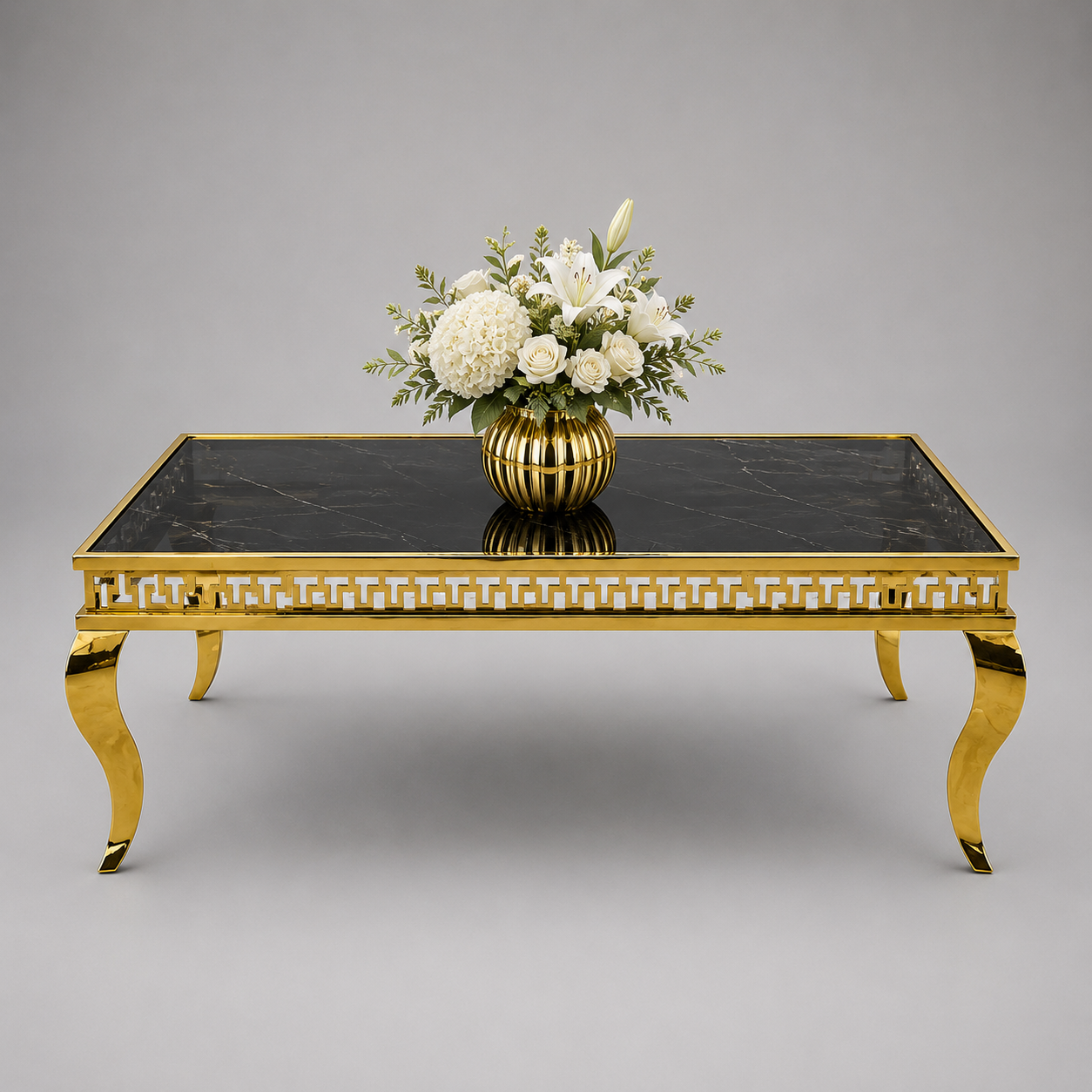 Luxury Gold Curved Rectangular Table