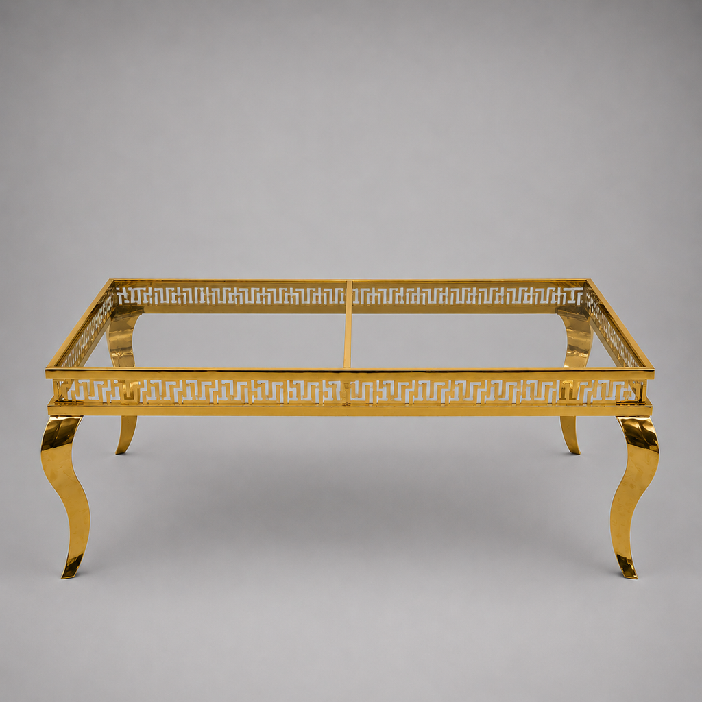 Luxury Gold Curved Rectangular Table