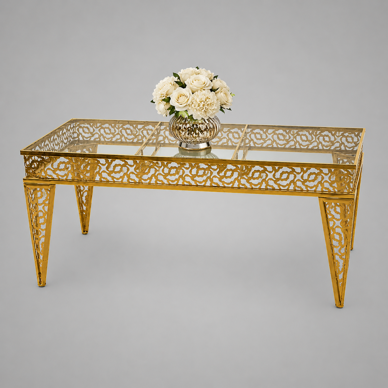 Luxury Gold Curved Rectangular Table