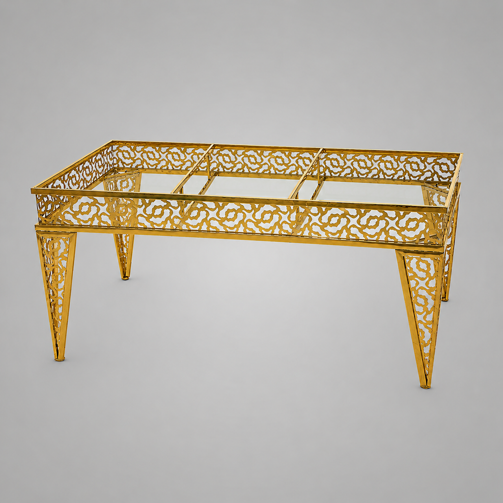 Luxury Gold Curved Rectangular Table