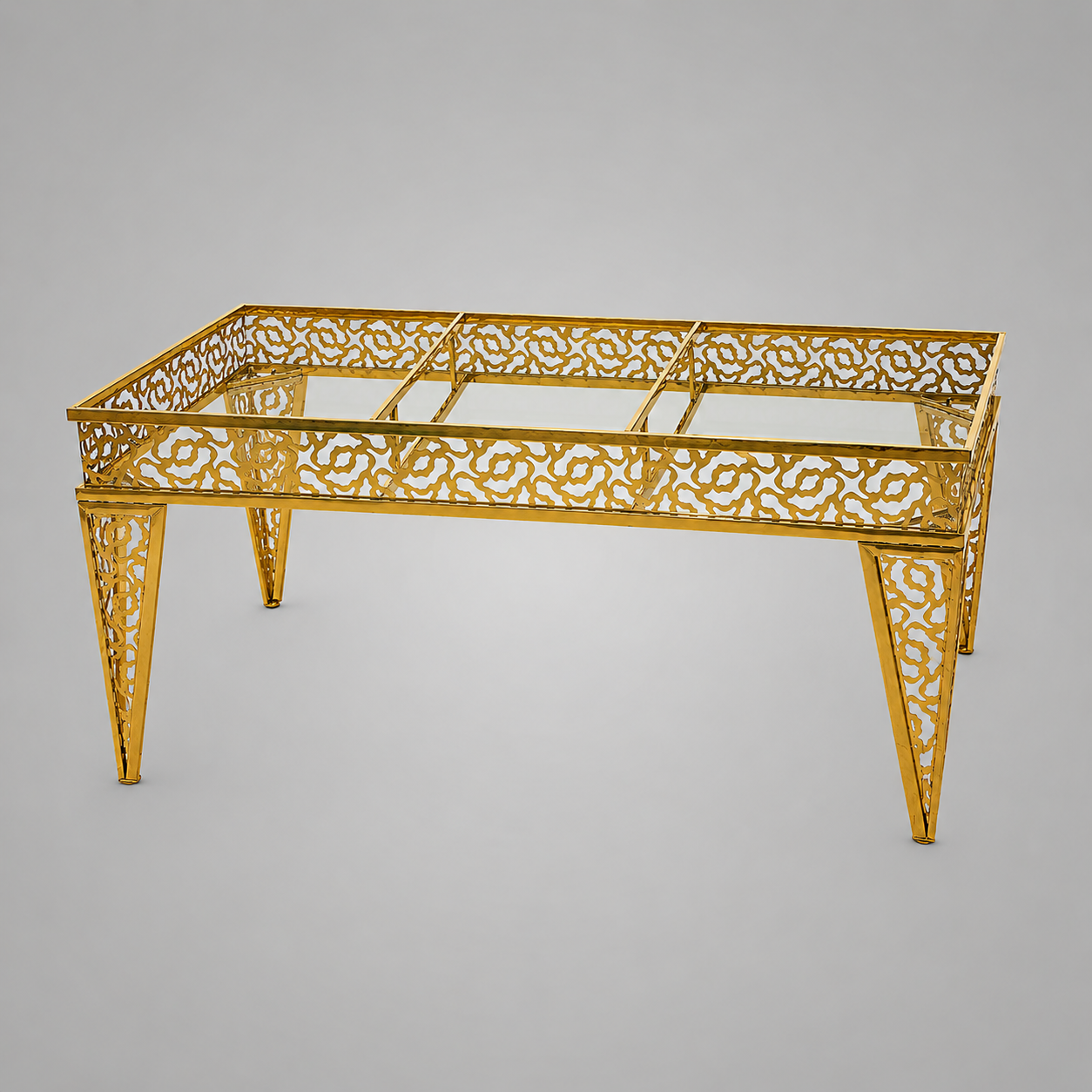 Luxury Gold Curved Rectangular Table