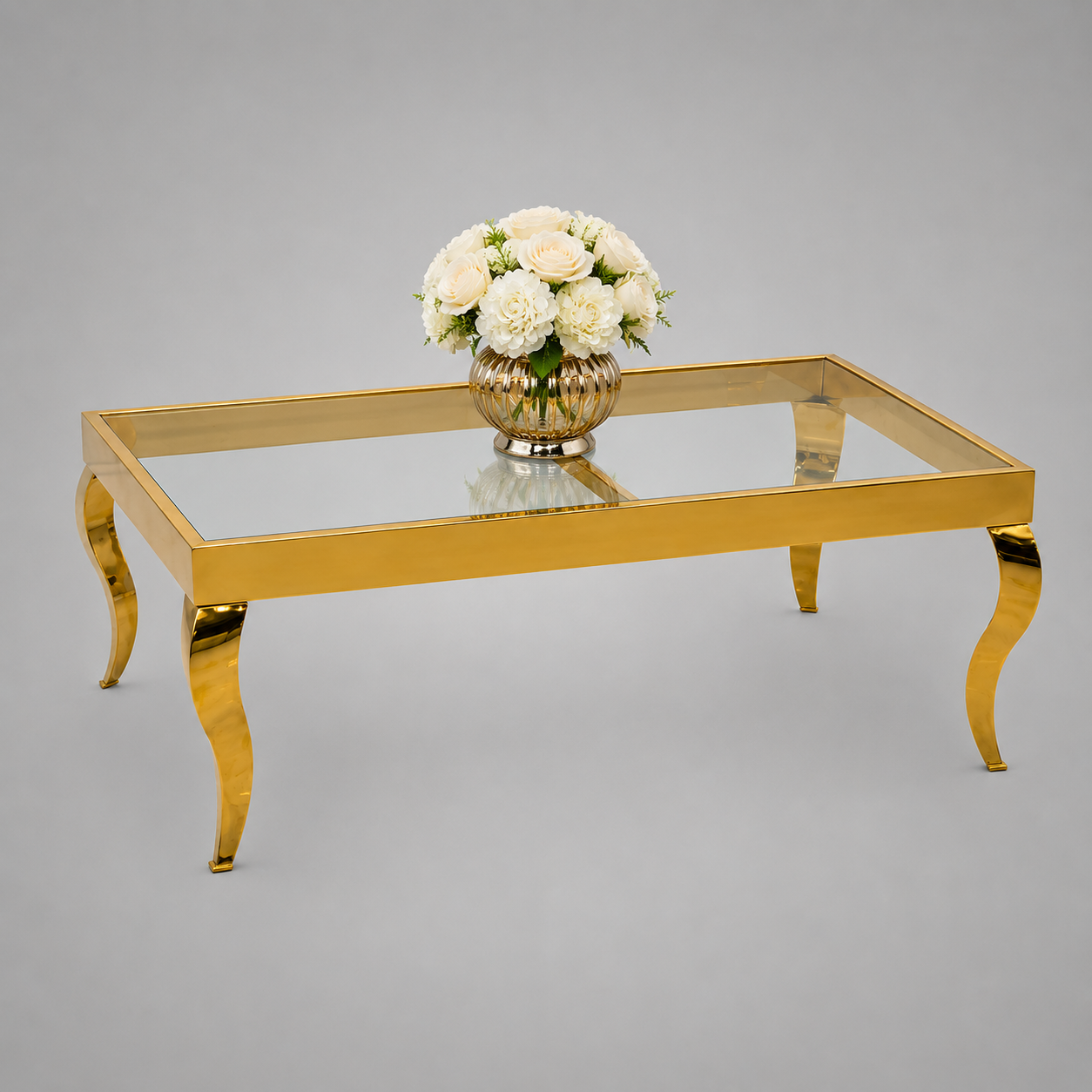 Luxury Gold Curved Rectangular Table