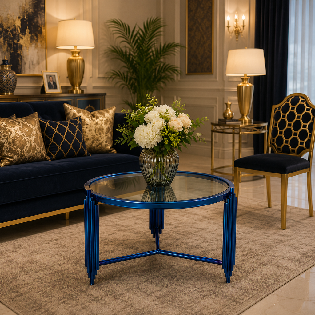 Royal Blue Round Accent Table
