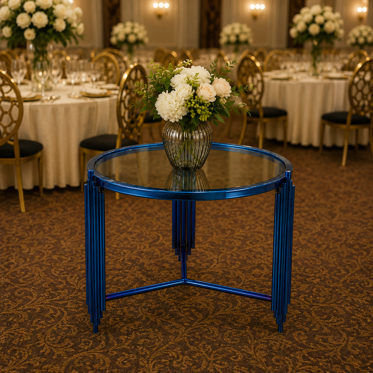 Royal Blue Round Accent Table