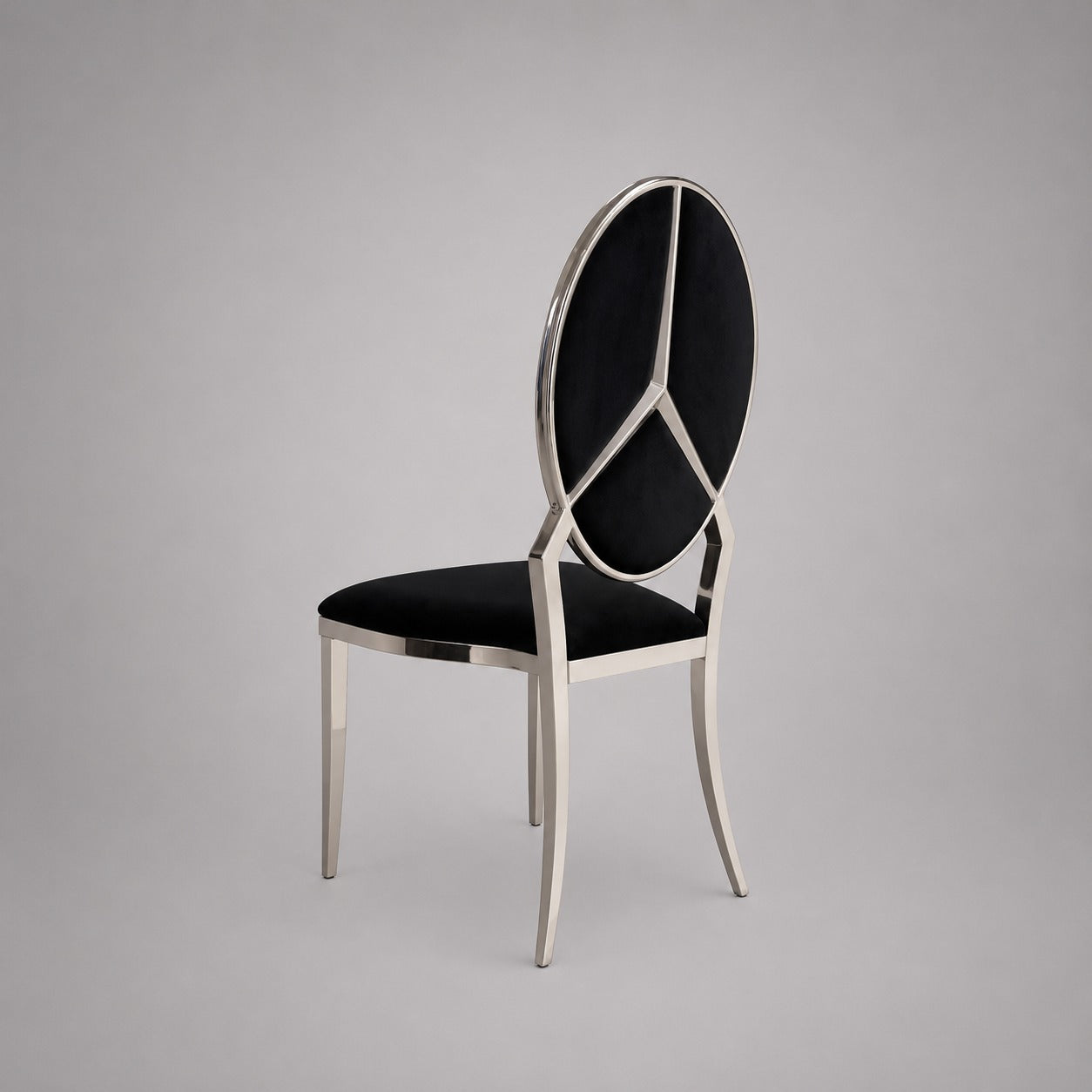 Luna Stainless Steel Banquet Chair – Black Velvet