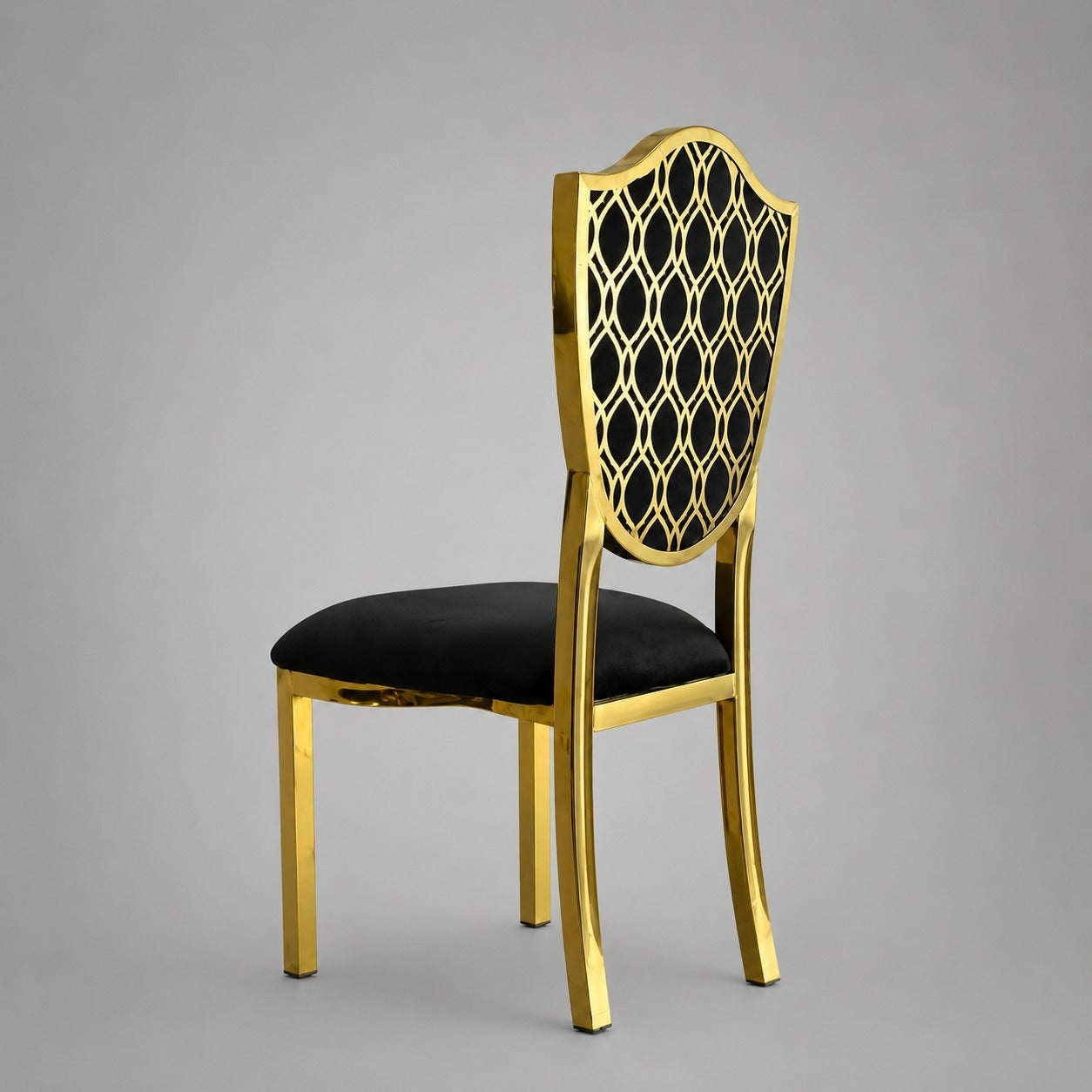 Sheild Pattern Stainless Steel Banquet Chair
