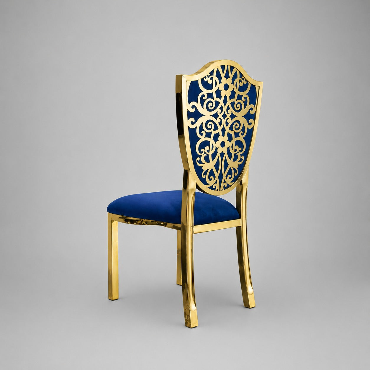 Sheild Pattern Stainless Steel Banquet Chair