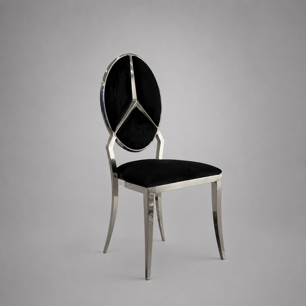Luna Stainless Steel Banquet Chair – Black Velvet
