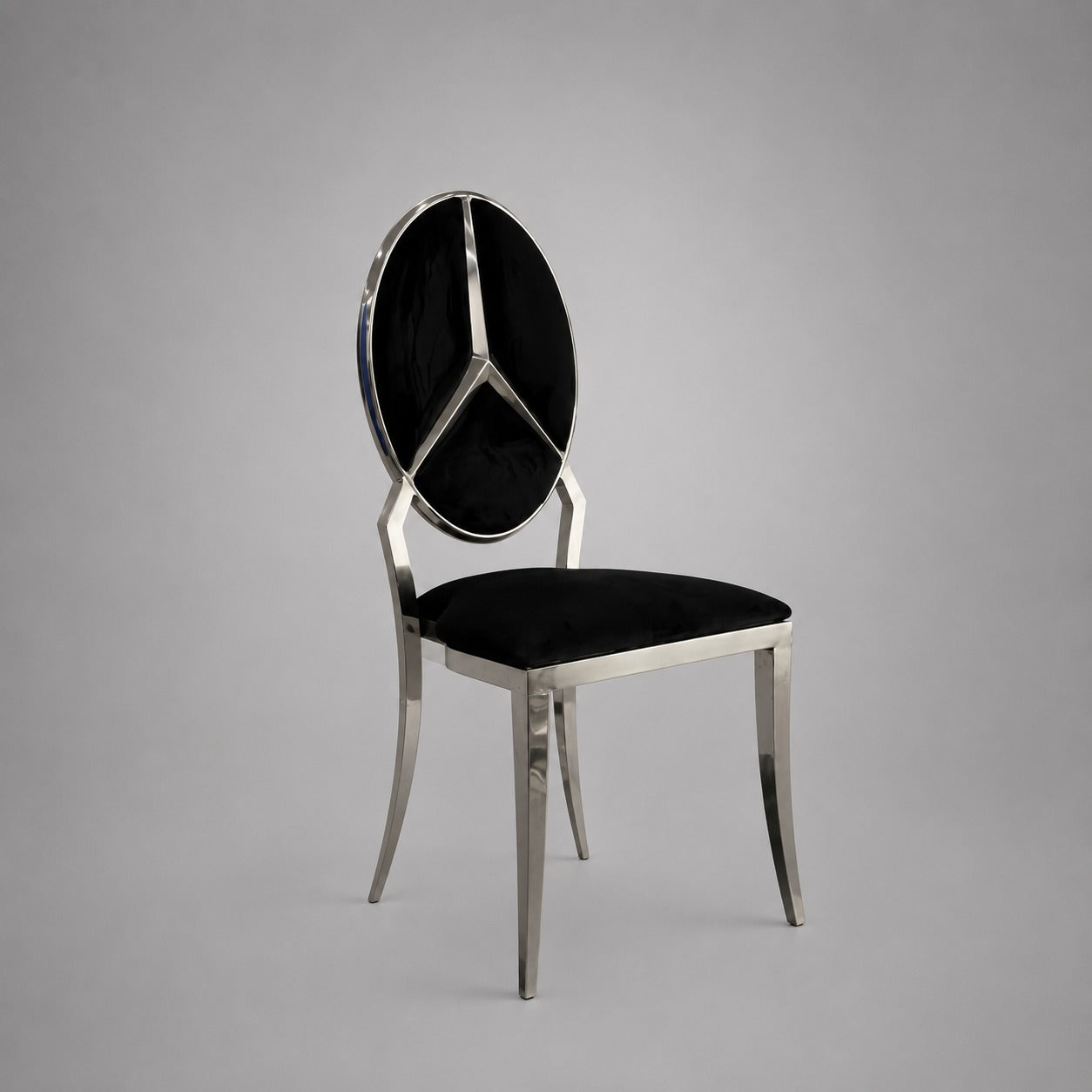 Luna Stainless Steel Banquet Chair – Black Velvet