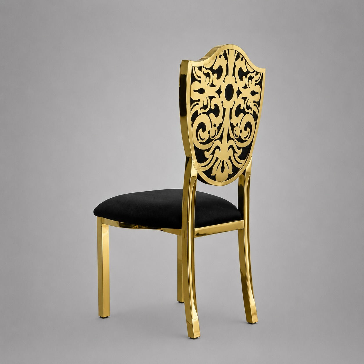 Sheild Pattern Stainless Steel Banquet Chair